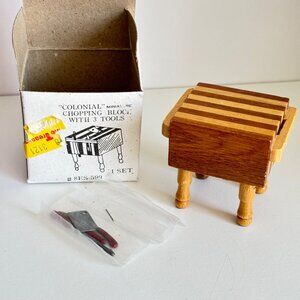 New Dollhouse Miniature Small Wood Kitchen Butcher Chopping Block Island Vintage